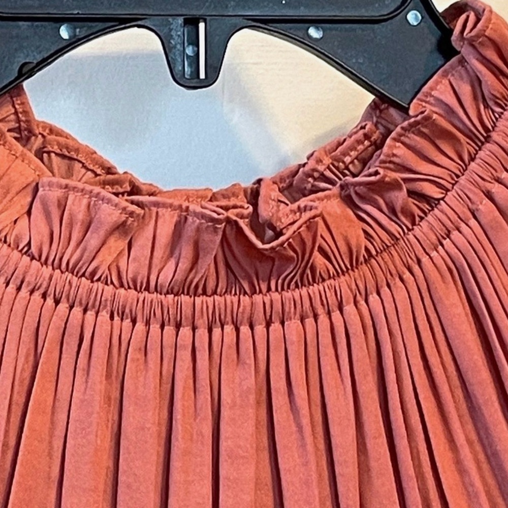 DO+BE Rust Ruffle Pleated Mini Dress - Picture 3 of 12